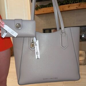 Marc Jacobs Pebbled Leather Tote and Wallet in Light Gray